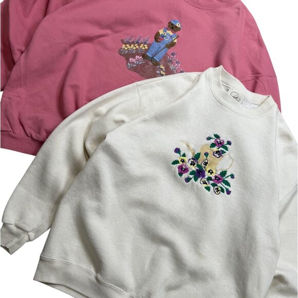 Vintage Grandma Cottagecore Embroidered Crewneck Sweatshirts XL - Picture 2 of 10